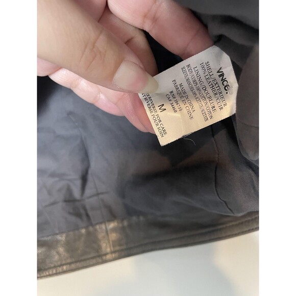 Vince Jacket Womens Medium Brown Leather Moto Zip Pockets Buckle Accent - Picture 5 of 7